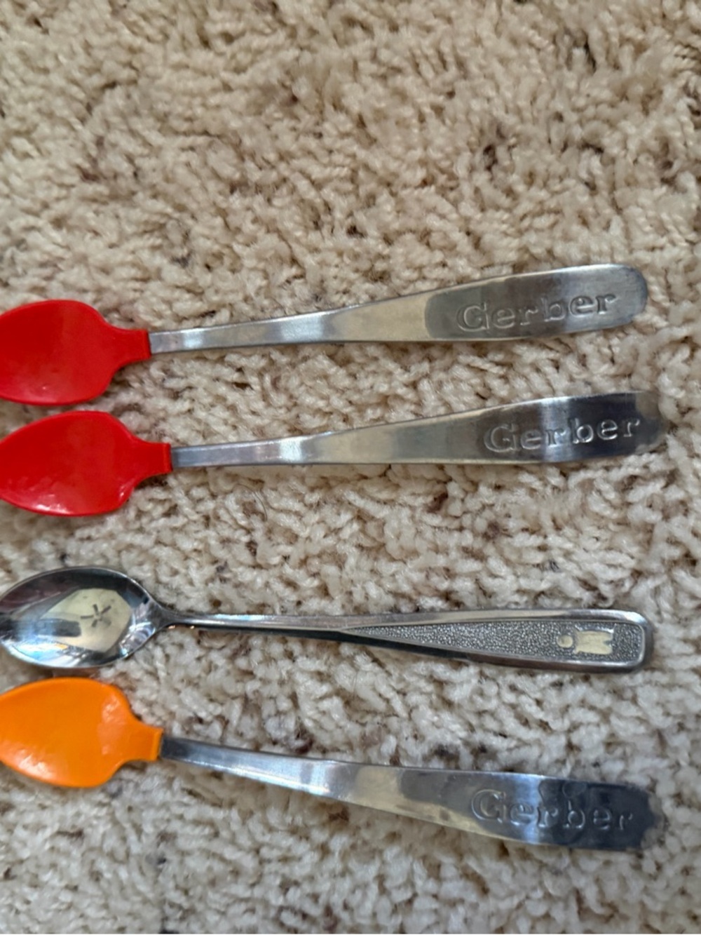 Gerber Stainless Feeding Spoons with Red and Orange Tips